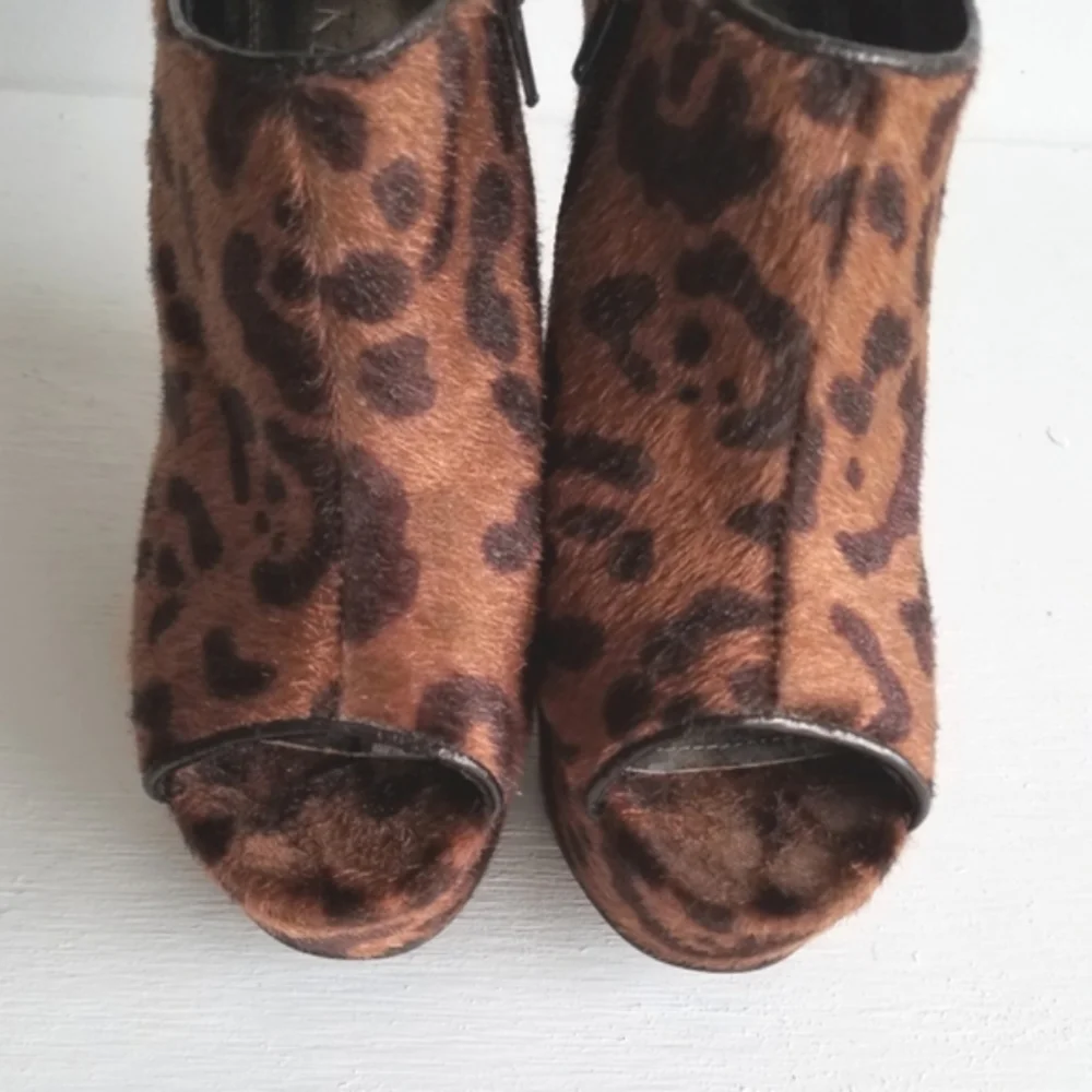 Open Toe Leopard Platform Bootie